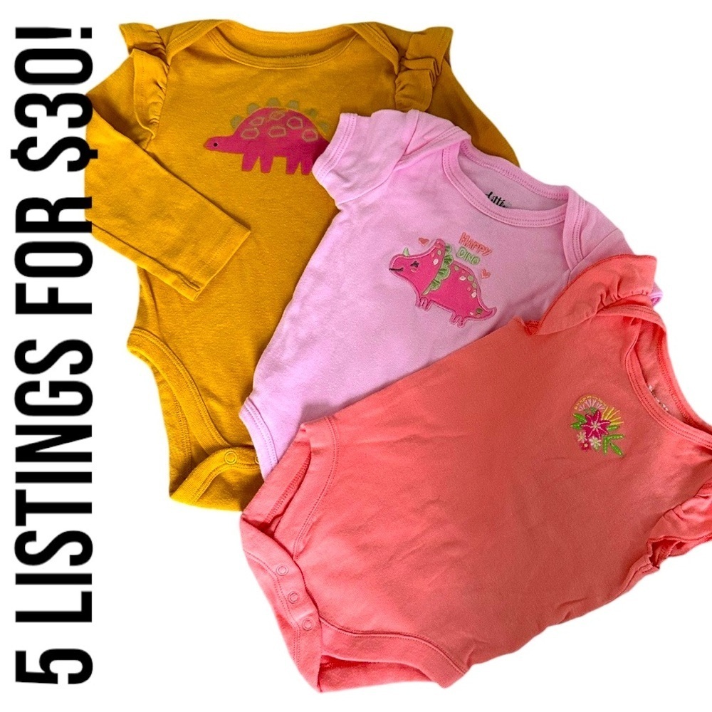 Baby Girl Shirts Bundle 6-9m Jumping Beans, Bundles Little Joy Floral dinosaurs